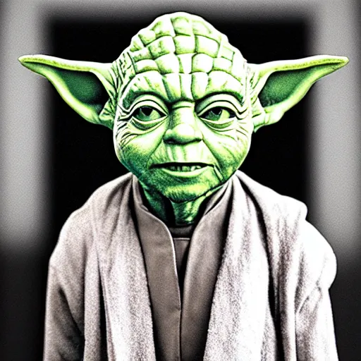 Image similar to Brian Cranston as yoda, photographic, greyscale