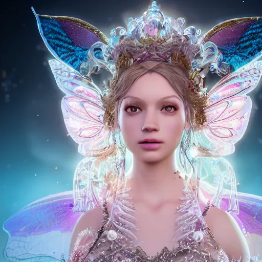 Image similar to portrait of fairy princess, glowing, ornate and intricate jewelry, jaw dropping beauty, glowing background lighting, white accent lighting, hyper detailed, fairy tale, 4 k octane render