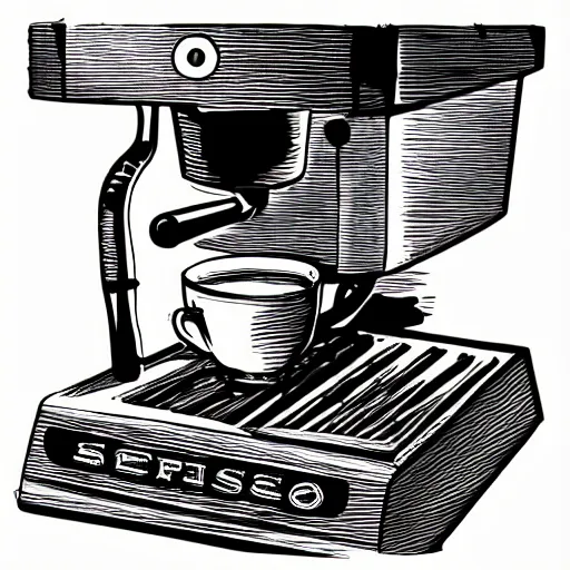 Image similar to sketch of espresso machine in simplistic style