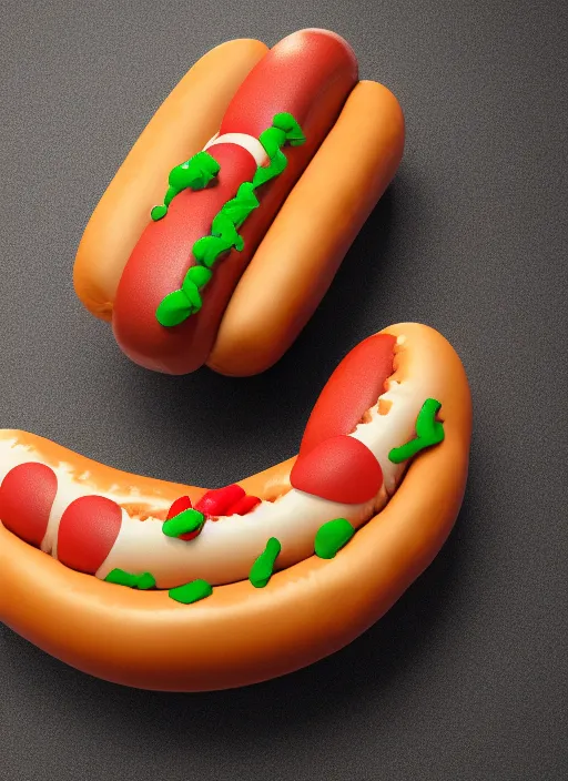 Image similar to plastic cat in form of hotdog, photorealism, canon r 3, symmetry, octane render, unreal engine, dramatic lights, professional studio photo