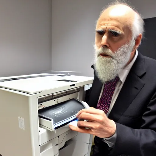Image similar to vint cerf trying to fix his printer