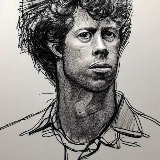 Image similar to a realistic yet scraggly portrait sketch of the side profile of a stern and sophisticated napoleon dynamite, trending on artstation, intricate details, in the style of frank auerbach, in the style of sergio aragones, in the style of martin ansin, in the style of david aja, in the style of mattias adolfsson