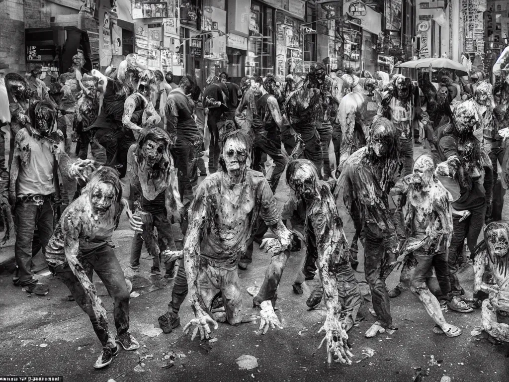 Prompt: people like zombies because of drugs in philadelphia, ultra - high resolution images, with incredibly fine detail, shot by the world's most famous photographers