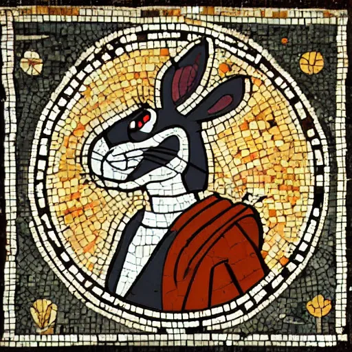 Prompt: bugs bunny in a ancient greek mosaic