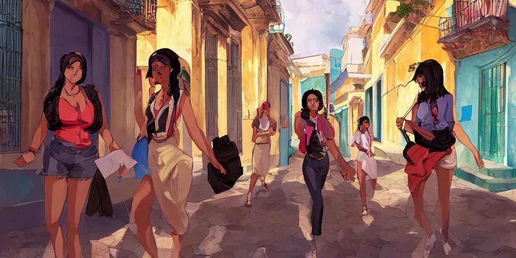 Prompt: concept art, cuban women in havana, digital anime art, good lighting