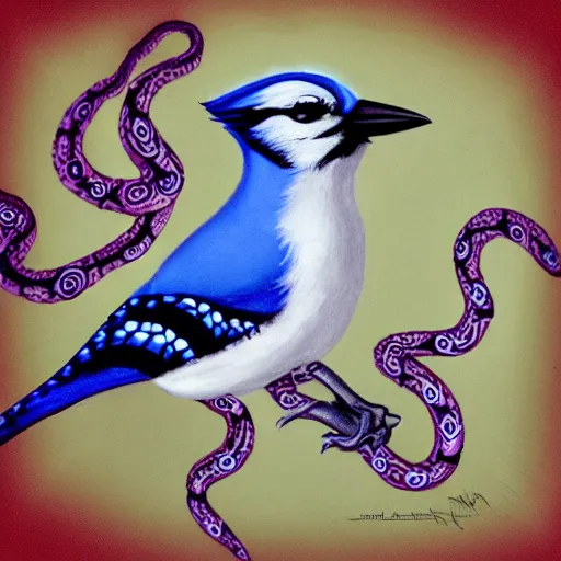 Image similar to bluejay with venom tentacles