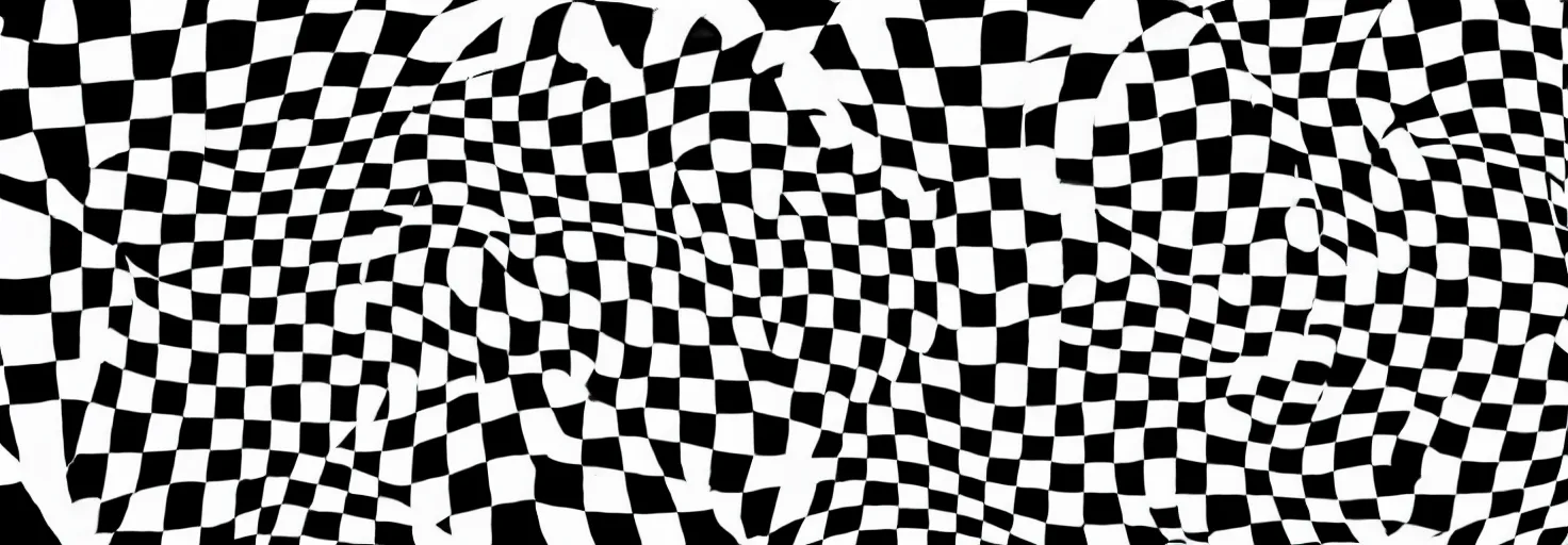 Image similar to black and white checkerboard op art escher abstract shapes