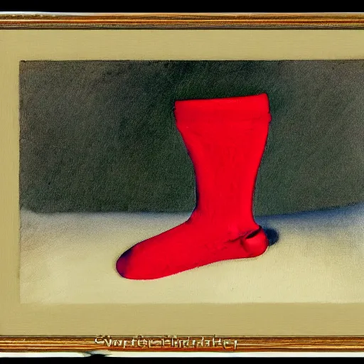 Prompt: superlatively mediocre sock monster, tonalist portrait ( 1 8 8 9 ), viridian and vermilion, high contrast