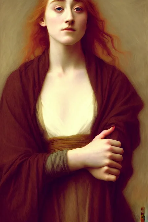 Image similar to saoirse ronan painting by rossetti bouguereau, detailed art, artstation