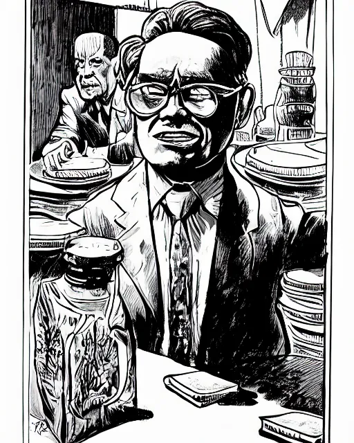 Prompt: Portrait of Uncle Aloysius, Snake Oil salesman, The Spirit of the Bull Run, corporate portrait art by Jack Kirby