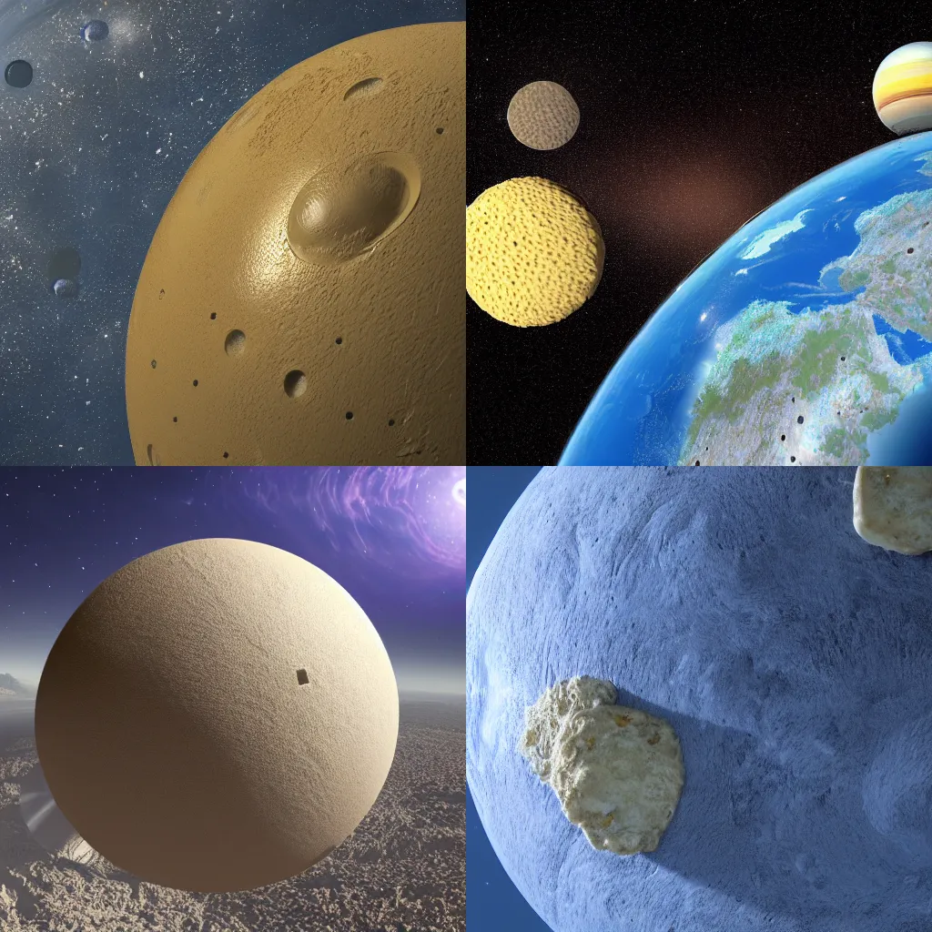 Prompt: planet made of Swiss Cheese, 4K concept art, hyper realistic