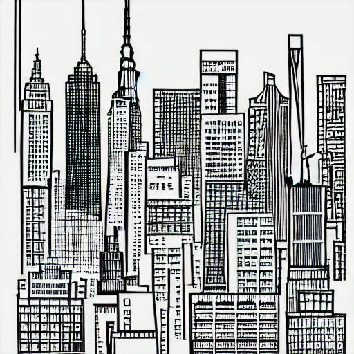 Prompt: line art of New York City, cover art