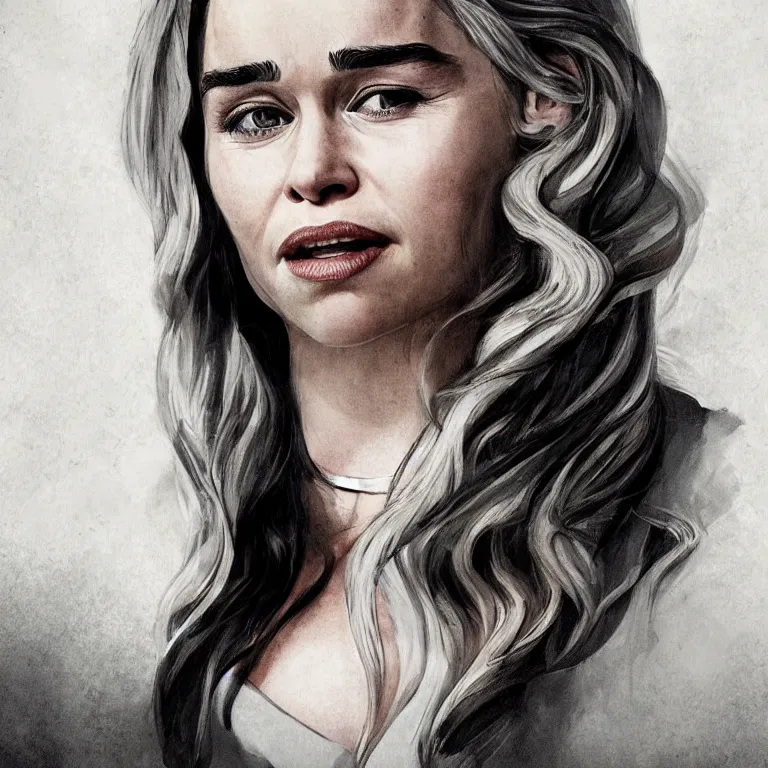 Image similar to a portrait of emilia clarke in style of charger, realism, emilia clarke