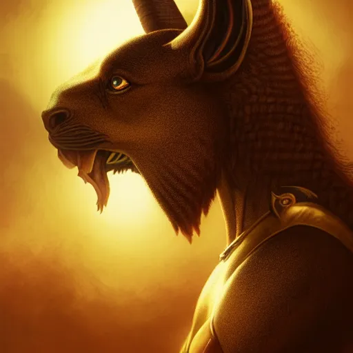 Image similar to majestic gracious anubis female warrior portrait, atmospheric lighting, painted, menacing, intricate, volumetric lighting, beautiful, rich deep colours masterpiece, golden hour, sharp focus, ultra detailed, by leesha hannigan, ross tran, thierry doizon, kai carpenter, ignacio fernandez rios