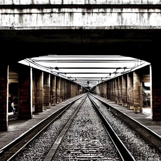 Image similar to poor people life under railway bridge, hyper realistic, best on adobe stock, 3 5 mm lens by steve mccury