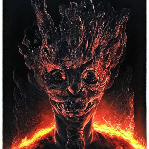 Image similar to my heart is on fire as i'm burning alive, trapped in my mind nightmare horrifying artwork by nekro, borja, syd mead, zdislaw cosmic horror charcoal artwork, surreal existentialism