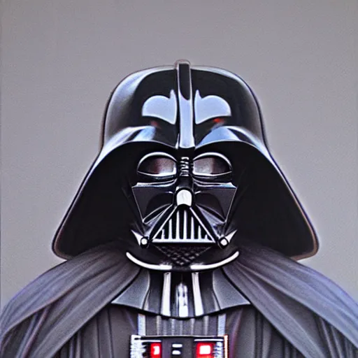 Prompt: colored pencil drawing of darth vader, wide shot of a portrait hanging on the wall in the louvre