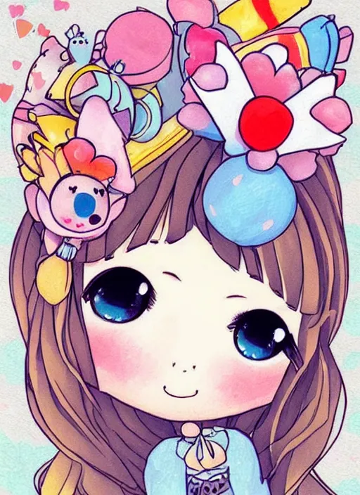 Image similar to cute kawaii artwork