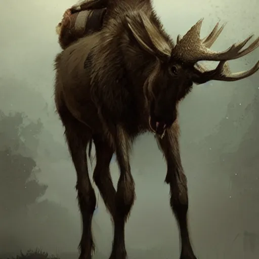 Prompt: bipedal moose by greg rutkowski