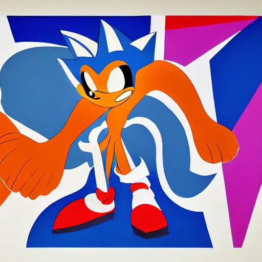 Image similar to by alice bailly, by kara walker robust sonic the hedgehog. a beautiful conceptual art of abstract composition of geometric shapes in various colors.