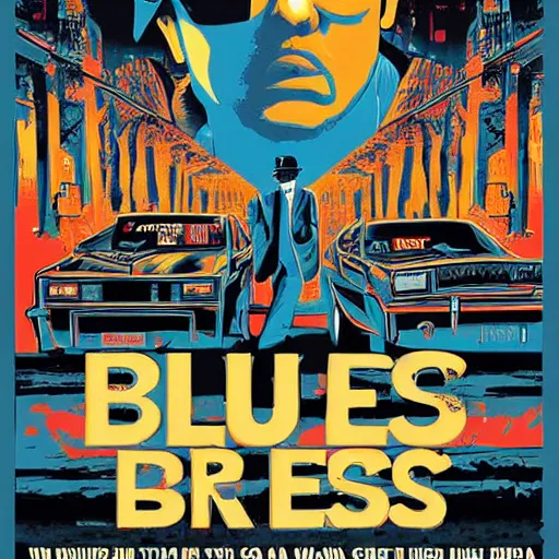 Prompt: blues brother poster, dan mumford - h 8 0 0