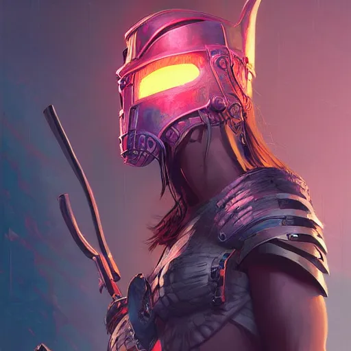 Image similar to cyberpunk viking helmet mask warrior goddess robot ninja fantasy, art gta 5 cover, official fanart behance hd artstation by jesper ejsing, by rhads, makoto shinkai and lois van baarle, ilya kuvshinov, ossdraws