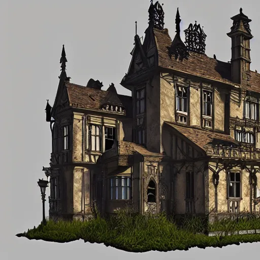 Image similar to A high gothic manor house with ghosts, realistic artstyle, intricate detail, concept art, artstation, cgsociety,