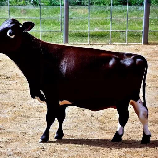 Prompt: a cow that is so fat it is shaped like a sphere