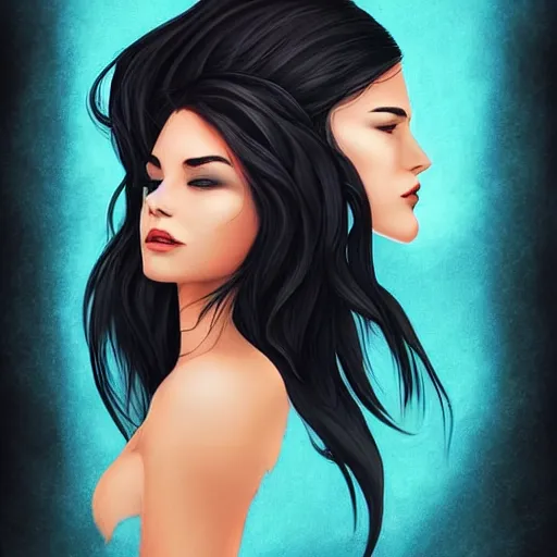 Image similar to a stunning upper body portrait of a beautiful woman with raven hair blowing in the wind by marvel comics, digital art, trending on artstation