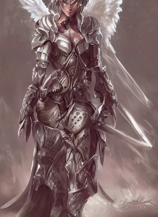 Image similar to concept art. angel knight girl. artsation trending. highly detailed