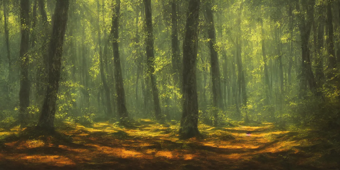 Image similar to a forest, cinematic lighting, detailed oil painting, realistic, hyperrealistic, 8k