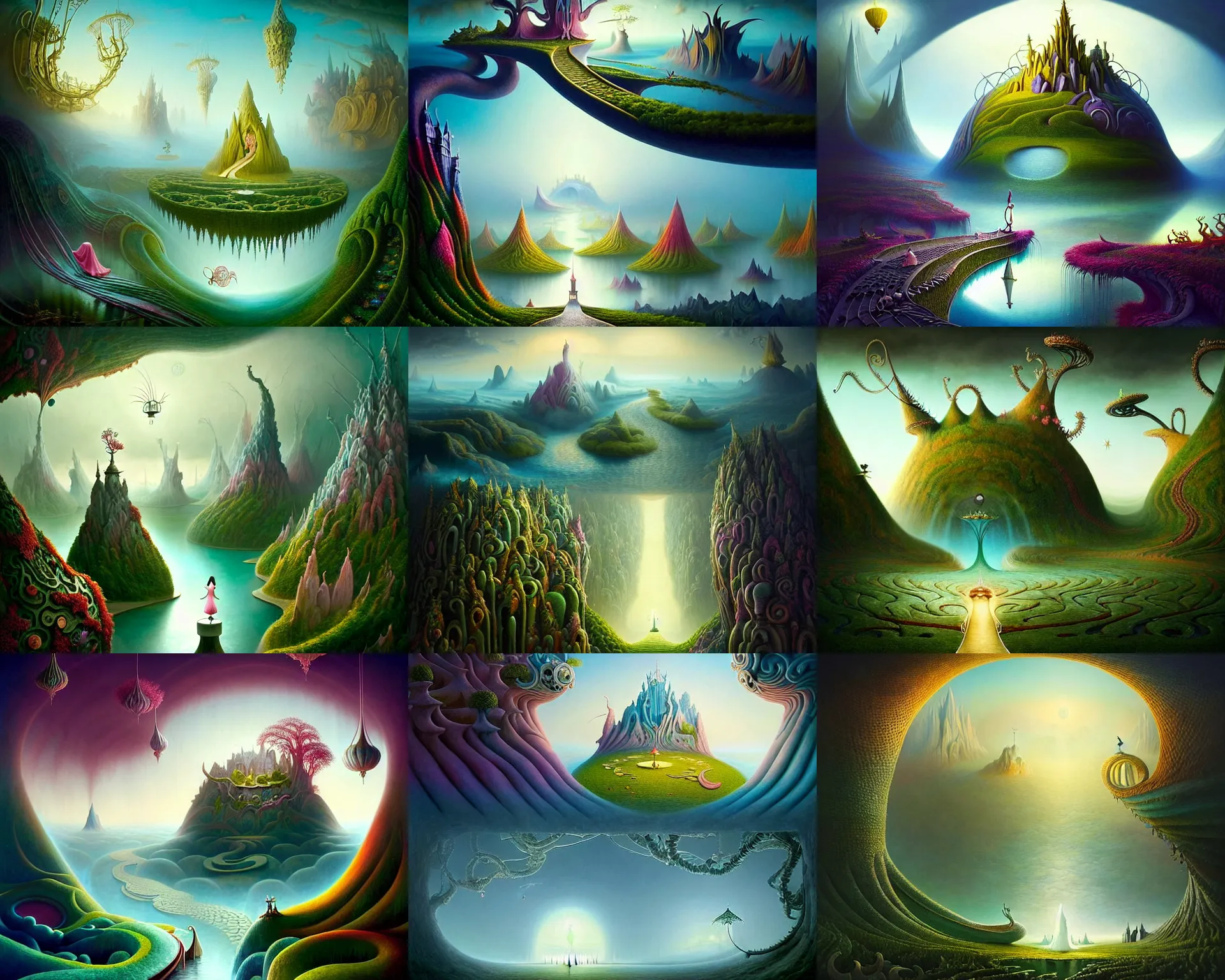 a beautiful matte painting of a alice garden in the, Stable Diffusion