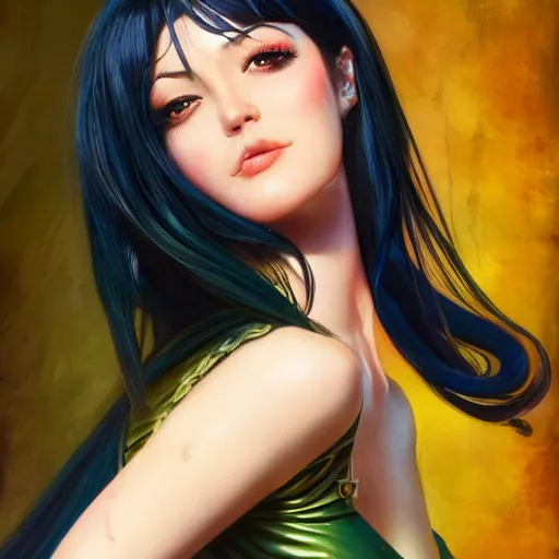 Image similar to a portrait nico robin by eiichiro oda, huang guangjian and gil elvgren and sachin teng, 4 k resolution, artstation, high detail, female body