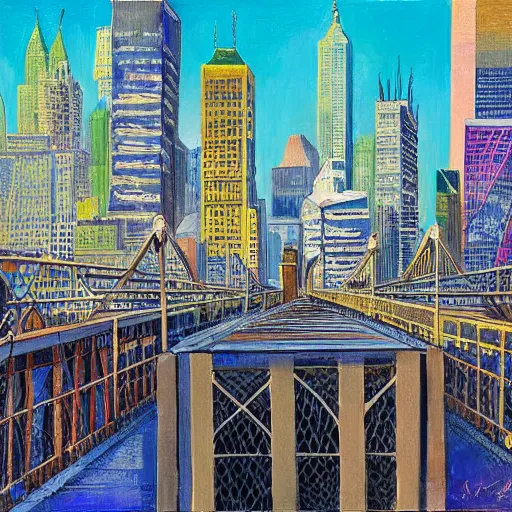 Image similar to symbolic view along the brooklyn bridge, by joseph stella