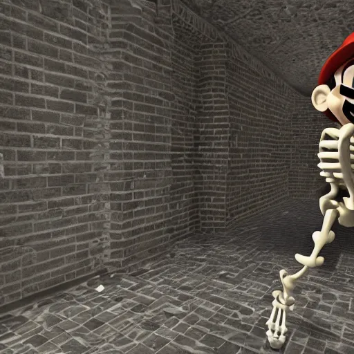 Image similar to A skeleton in the game Super Mario 64, unreal engine, highly detailed, 8k