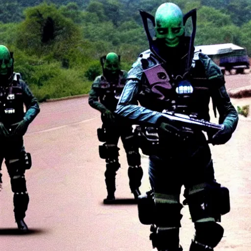 Image similar to extraterrestrial zeta reticulan alien, arrested by special forces