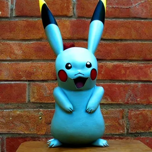 Prompt: Pikachu Sculpture made out of metal