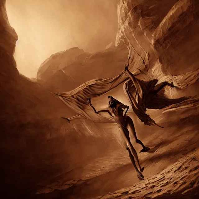 Prompt: photorealistic sepia painting of a flying mummy in a power pose, nabatean writing on the bones, atmospheric lighting, brooding, painted, intricate, ultra detailed, well composed, best on artstation, cgsociety, epic, horror, stunning, gorgeous, intricate detail, much wow, masterpiece, cinematic aesthetic octane render, 8 k hd resolution,