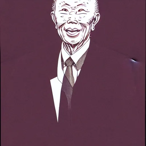 Prompt: portrait of lee kuan yew, by moebius