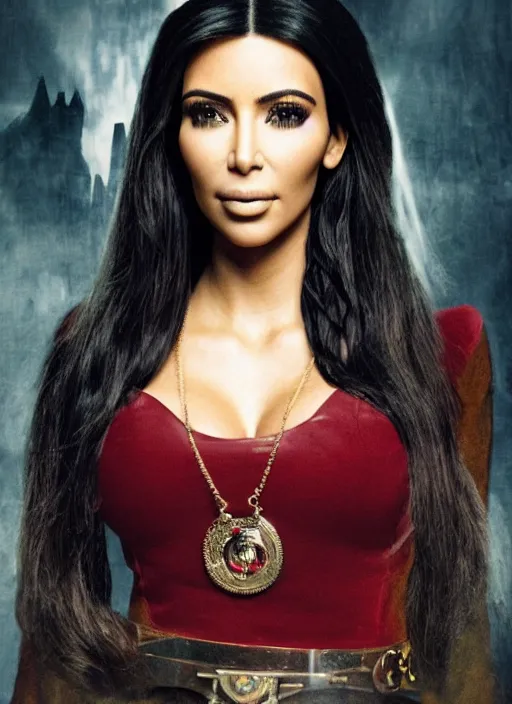 Image similar to film still of kim kardashian as hermone granger in from Harry Potter,