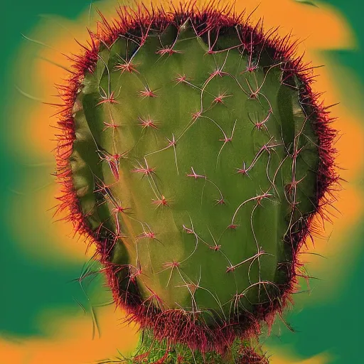 Prompt: cactus grown on man's face instead of beards, digital art, award winning