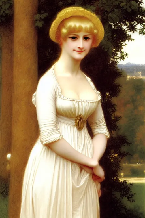 Prompt: jane austen blondie blond albino in rich dress, painting by rossetti bouguereau, detailed art, artstation