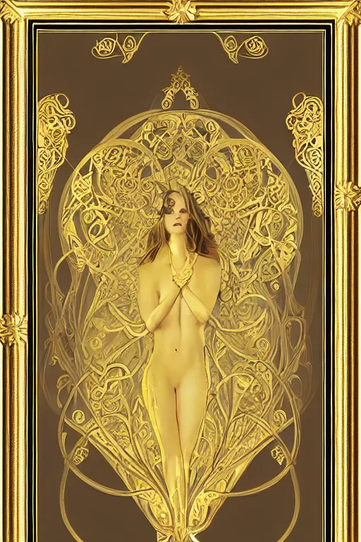 Prompt: an intricate art nouveau frame, golden entertwined edges art, matte, sharp focus,