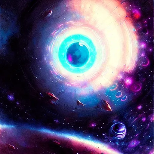 Image similar to trippy psychedelic cosmic eyes in outer space by greg rutkowski - h 8 3 2