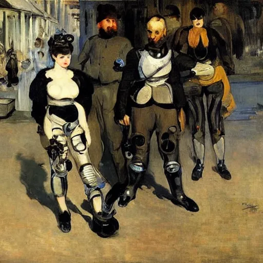 Image similar to cyborgs by edouard manet