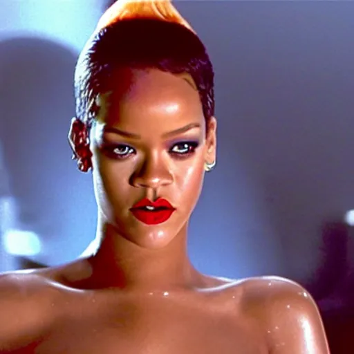 Image similar to rihanna as the t 1 0 0 0 in terminator 2 : judgment day ( 1 9 9 1 ), 8 k wide shot