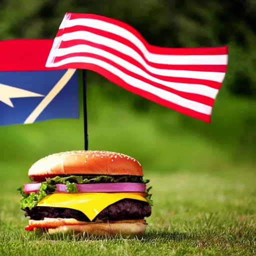 Image similar to beautiful photograph of a flag representing burgers waving in the wind