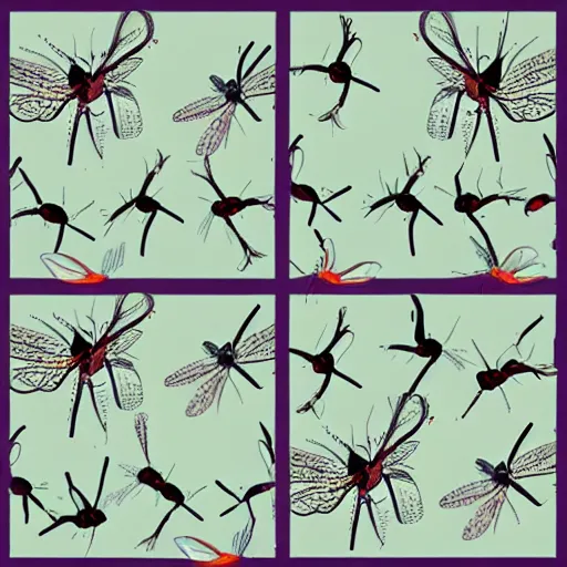 Prompt: seamless, cartoon mosquitos