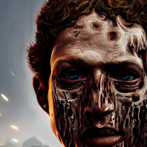 Image similar to mark zuckerberg Horror burned face , digital art , trending on artstation , matte painting , Hyperdetailed , CGSociety