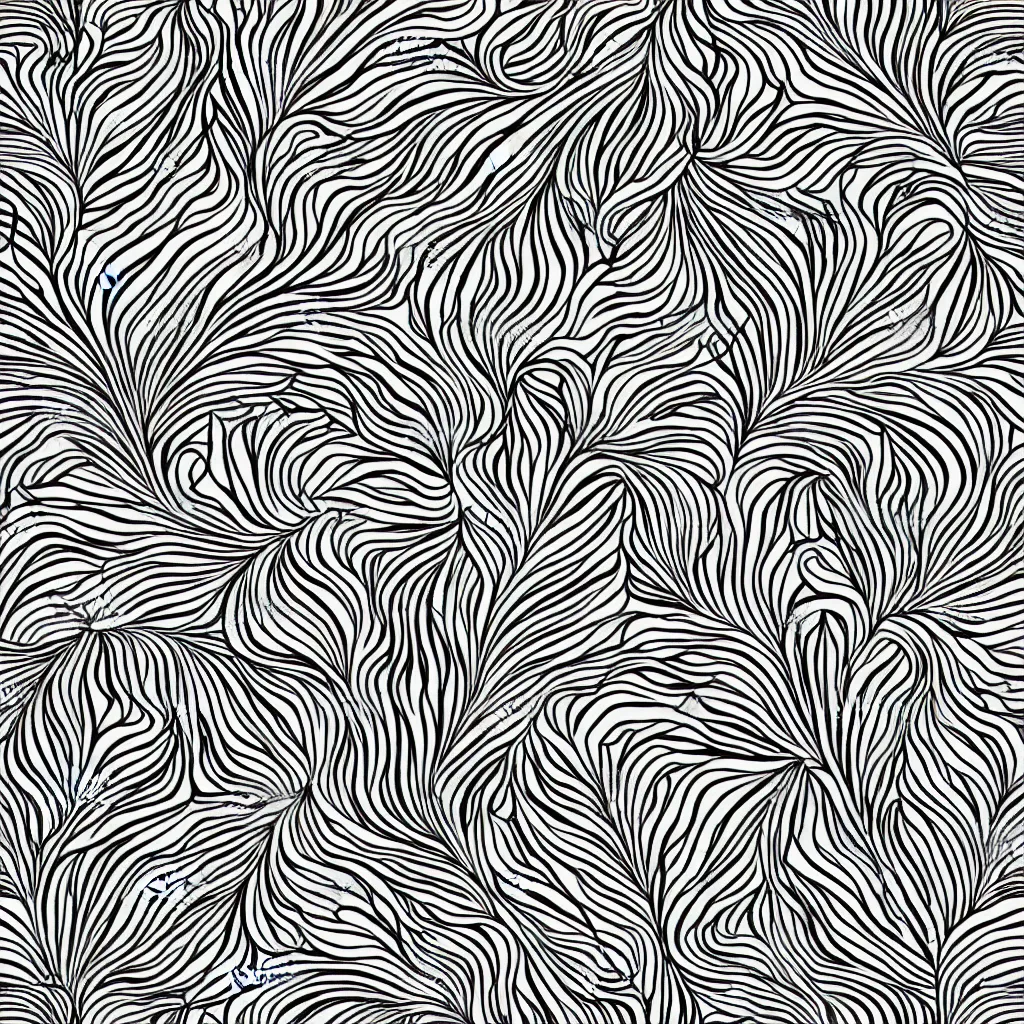 Image similar to seamless pattern of psychedelic roots. black and white, drawing, white background, seamless, ornament.